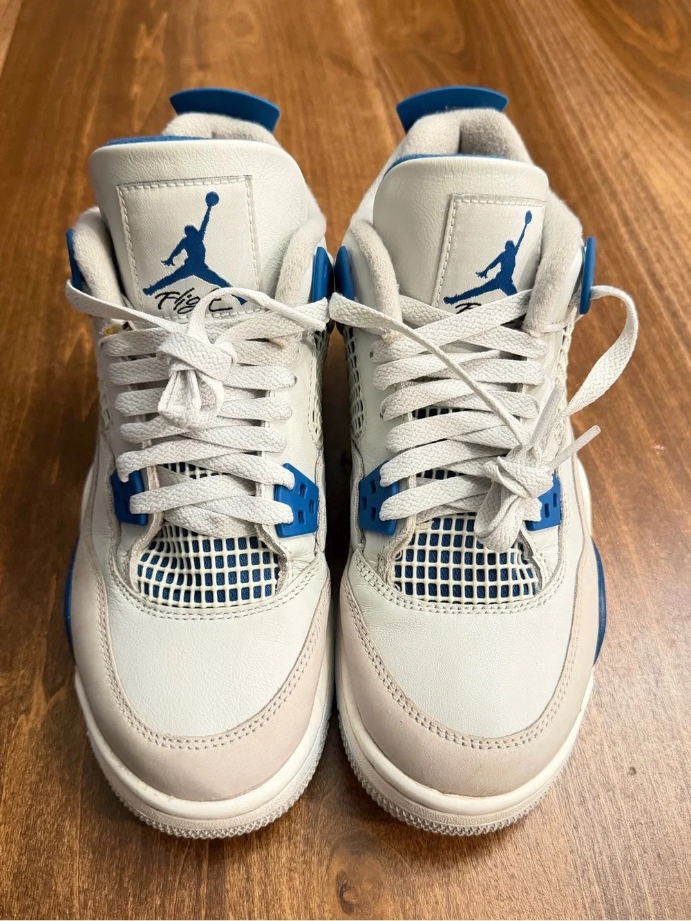 Excellent Air Jordan 4 Retro 2024 Off White/Military Blue GS Sz6Y